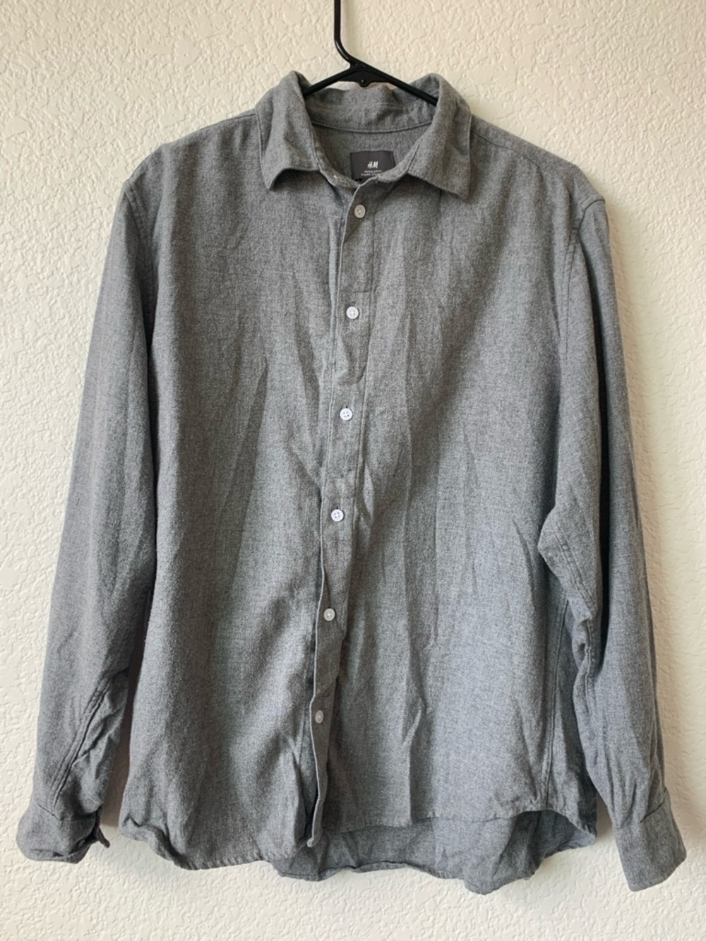 H&M Gray Long Sleeve Button-Down Casual Shirt